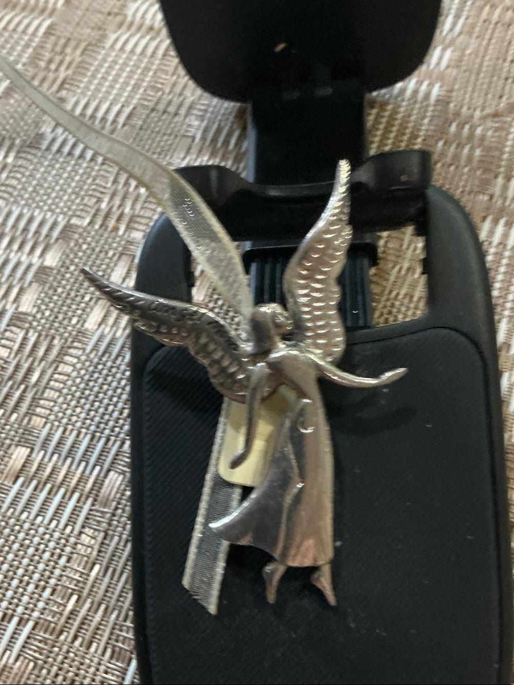 Silver Angel Pendant Broach-Sculpted Winged Figure